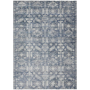 HomeRoots 5' X 8' Blue and Ivory Tribal Area Rug - Durable, Washable, Stylish for Indoor and Outdoor Spaces 620462
