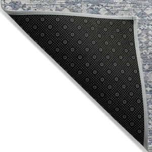 HomeRoots 5' X 8' Blue and Ivory Tribal Area Rug - Durable, Washable, Stylish for Indoor and Outdoor Spaces 620462