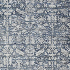 HomeRoots 8' X 10' Blue and Ivory Tribal Washable Area Rug – Durable, Stylish, Perfect for Indoor & Outdoor Spaces! 620464
