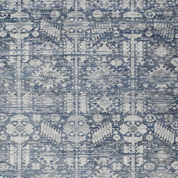HomeRoots 8' X 10' Blue and Ivory Tribal Washable Area Rug – Durable, Stylish, Perfect for Indoor & Outdoor Spaces! 620464