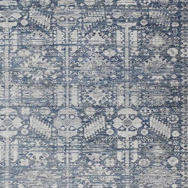 HomeRoots 10' Blue and Ivory Tribal Area Rug - Stylish, Washable Indoor/Outdoor Essential for Busy Homes 620466