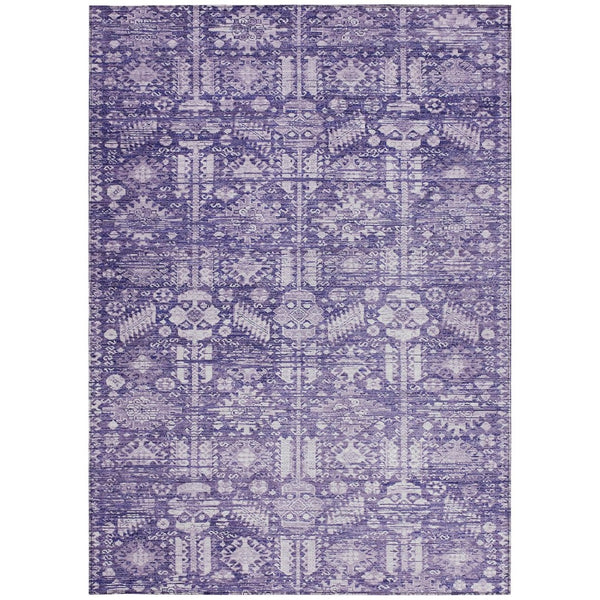 HomeRoots 5' X 8' Purple and Ivory Tribal Area Rug – Stylish, Durable, Washable for Indoor & Outdoor Spaces! 620474
