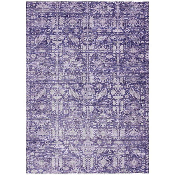 HomeRoots 5' X 8' Purple and Ivory Tribal Area Rug – Stylish, Durable, Washable for Indoor & Outdoor Spaces! 620474