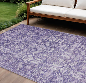 HomeRoots 8' X 10' Purple And Ivory Tribal Washable Area Rug - Stylish, Durable, Indoor/Outdoor Home Accent 620476