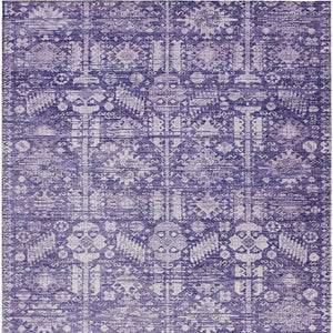 HomeRoots 8' X 10' Purple And Ivory Tribal Washable Area Rug - Stylish, Durable, Indoor/Outdoor Home Accent 620476