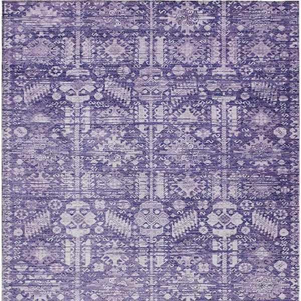 HomeRoots 8' X 10' Purple And Ivory Tribal Washable Area Rug - Stylish, Durable, Indoor/Outdoor Home Accent 620476