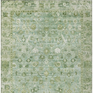HomeRoots 8' X 10' Stylish Artichoke Green Beige Oriental Washable Rug for Indoor/Outdoor Spaces, Durable Design 620494