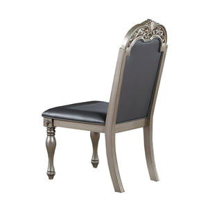 English Elm Set of 2 Polyfiber Upholstered Dining Chairs with Tufted Cushioned Back and Solid Wood Frame, Durable Comfort Silver B016P226039