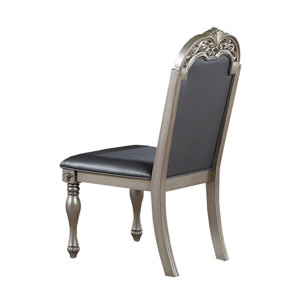 English Elm Set of 2 Polyfiber Upholstered Dining Chairs with Tufted Cushioned Back and Solid Wood Frame, Durable Comfort Silver B016P226039