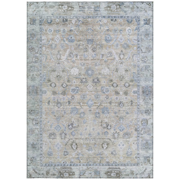 HomeRoots 8' X 10' Beige Blue Ivory Oriental Rug - Durable, Washable, Indoor-Outdoor Elegance for Any Space 620500