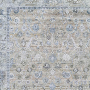 HomeRoots 8' X 10' Beige Blue Ivory Oriental Rug - Durable, Washable, Indoor-Outdoor Elegance for Any Space 620500