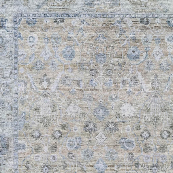 HomeRoots 8' X 10' Beige Blue Ivory Oriental Rug - Durable, Washable, Indoor-Outdoor Elegance for Any Space 620500
