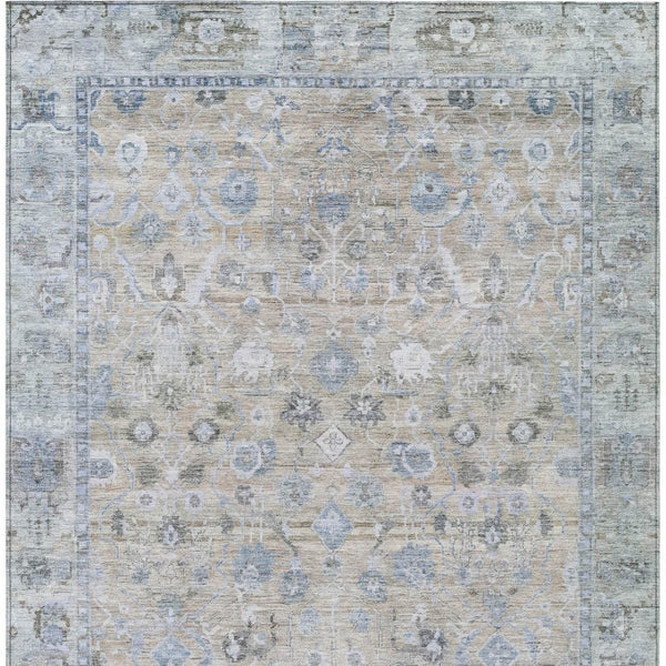 HomeRoots 8' X 10' Beige Blue Ivory Oriental Rug - Durable, Washable, Indoor-Outdoor Elegance for Any Space 620500