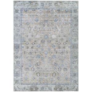 HomeRoots 9' X 12' Elegant Beige Blue Ivory Washable Oriental Area Rug for Indoor & Outdoor Use, Durable Design 620501