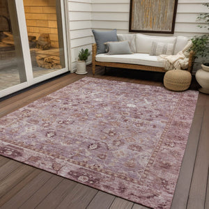 HomeRoots 5' X 8' Blush Pink and Ivory Oriental Area Rug - Stylish, Durable, Washable for Indoor & Outdoor Use 620504