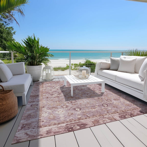 HomeRoots 5' X 8' Blush Pink and Ivory Oriental Area Rug - Stylish, Durable, Washable for Indoor & Outdoor Use 620504