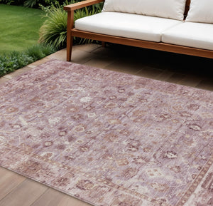 HomeRoots 8' X 10' Blush Pink & Ivory Oriental Area Rug - Washable, Durable, & Ideal for Indoor/Outdoor Spaces 620506
