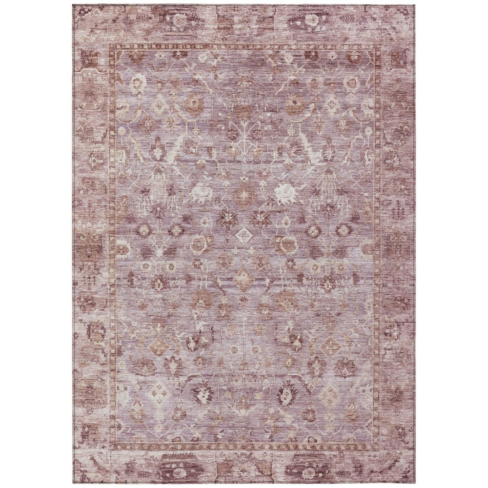HomeRoots 8' X 10' Blush Pink & Ivory Oriental Area Rug - Washable, Durable, & Ideal for Indoor/Outdoor Spaces 620506