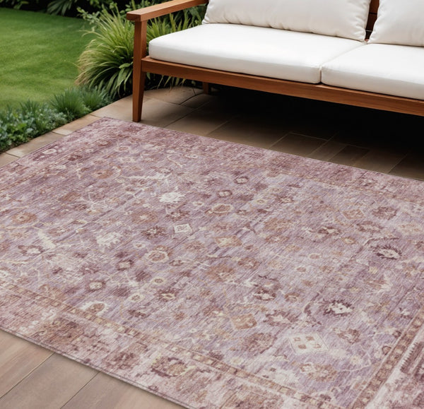 HomeRoots 10' Blush Pink & Ivory Oriental Washable Area Rug - Durable Indoor/Outdoor Design for Any Space 620508