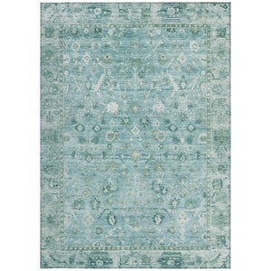 HomeRoots 5' Blue Gray and Ivory Oriental Washable Rug - Indoor Outdoor Durable Elegance for Any Space 620510
