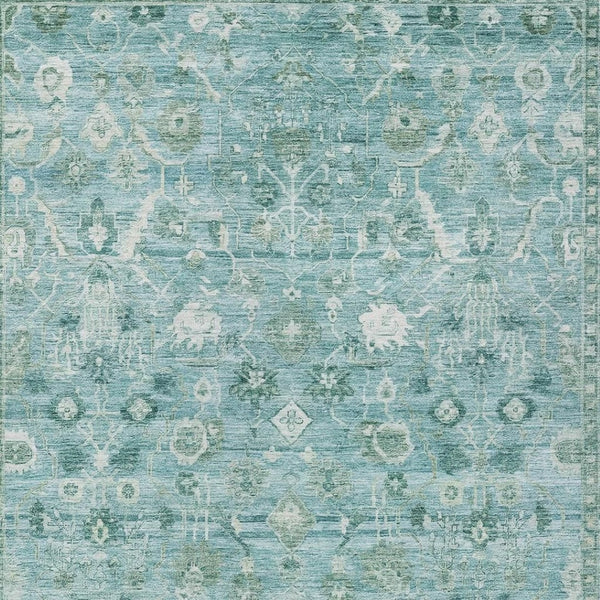 HomeRoots 9' X 12' Blue Gray Ivory Oriental Rug - Elegant, Washable Design for Indoor & Outdoor Versatility 620513