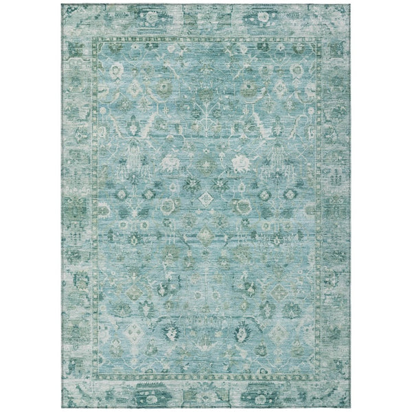 HomeRoots 9' X 12' Blue Gray Ivory Oriental Rug - Elegant, Washable Design for Indoor & Outdoor Versatility 620513