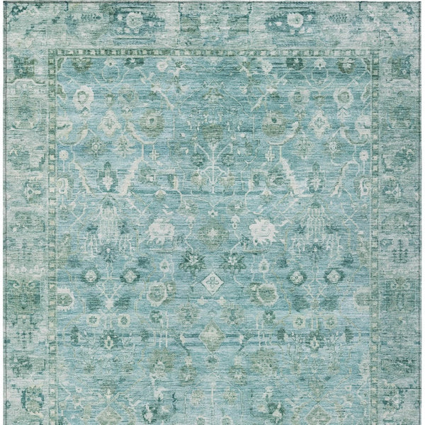 HomeRoots 9' X 12' Blue Gray Ivory Oriental Rug - Elegant, Washable Design for Indoor & Outdoor Versatility 620513