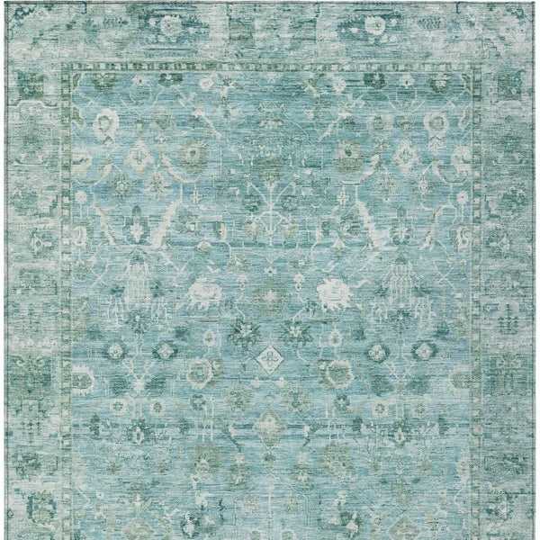 HomeRoots 10' Blue Gray and Ivory Oriental Area Rug - Washable Indoor Outdoor Design for High-Traffic Spaces 620514
