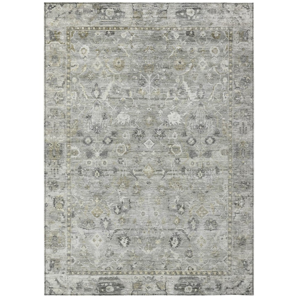 HomeRoots 5' X 8' Pewter Beige and Ivory Oriental Area Rug - Washable, Indoor/Outdoor, Durable & Stylish Design 620516