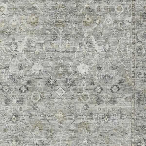 HomeRoots 5' X 8' Pewter Beige and Ivory Oriental Area Rug - Washable, Indoor/Outdoor, Durable & Stylish Design 620516