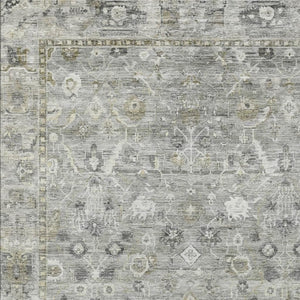 HomeRoots 8' X 10' Elegant Pewter Beige Ivory Oriental Rug - Washable Indoor/Outdoor, Stain Resistant, Durable 620518