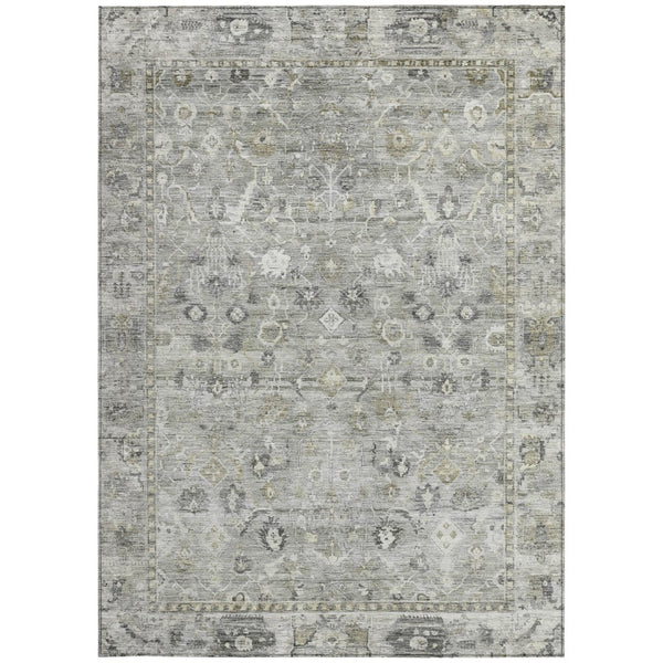 HomeRoots 9' Elegant Pewter Beige & Ivory Oriental Washable Area Rug for Indoor/Outdoor Versatility & Style 620519