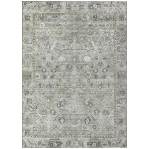 HomeRoots 9' Elegant Pewter Beige & Ivory Oriental Washable Area Rug for Indoor/Outdoor Versatility & Style 620519