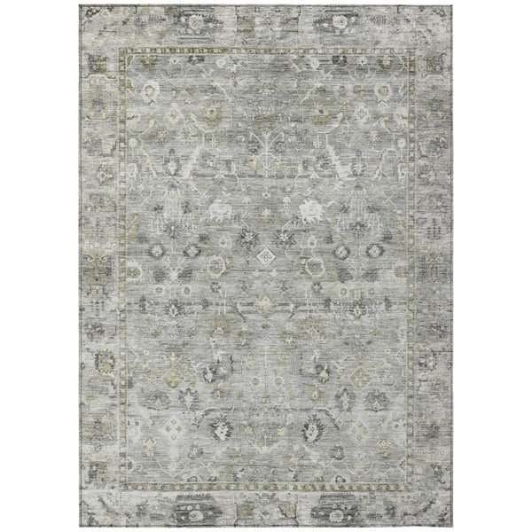 HomeRoots 9' Elegant Pewter Beige & Ivory Oriental Washable Area Rug for Indoor/Outdoor Versatility & Style 620519