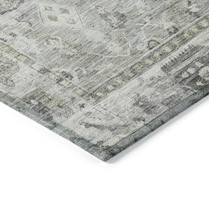 HomeRoots 9' Elegant Pewter Beige & Ivory Oriental Washable Area Rug for Indoor/Outdoor Versatility & Style 620519