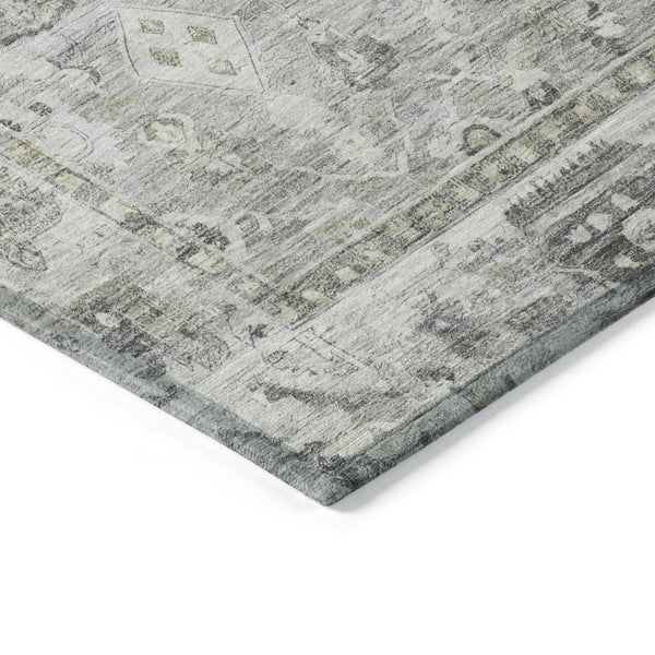 HomeRoots 9' Elegant Pewter Beige & Ivory Oriental Washable Area Rug for Indoor/Outdoor Versatility & Style 620519