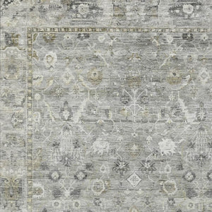 HomeRoots 9' Elegant Pewter Beige & Ivory Oriental Washable Area Rug for Indoor/Outdoor Versatility & Style 620519