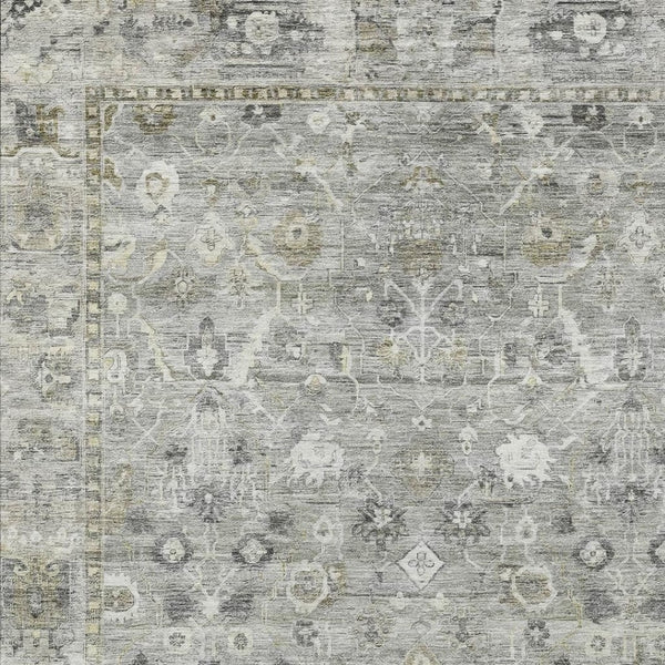 HomeRoots 9' Elegant Pewter Beige & Ivory Oriental Washable Area Rug for Indoor/Outdoor Versatility & Style 620519