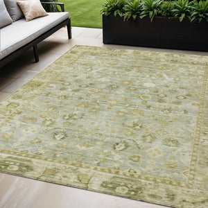 HomeRoots 5' X 8' Sage and Ivory Oriental Rug - Elegant, Washable, Durable for Indoor/Outdoor Spaces, Pet-Friendly 620522