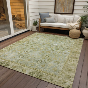 HomeRoots 5' X 8' Sage and Ivory Oriental Rug - Elegant, Washable, Durable for Indoor/Outdoor Spaces, Pet-Friendly 620522
