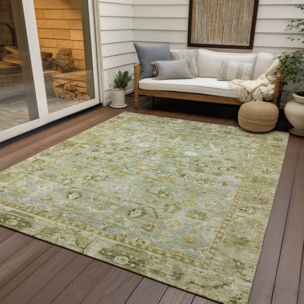 HomeRoots 5' X 8' Sage and Ivory Oriental Rug - Elegant, Washable, Durable for Indoor/Outdoor Spaces, Pet-Friendly 620522