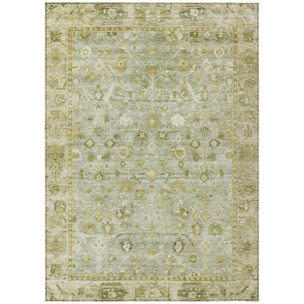 HomeRoots 5' X 8' Sage and Ivory Oriental Rug - Elegant, Washable, Durable for Indoor/Outdoor Spaces, Pet-Friendly 620522