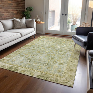 HomeRoots 5' X 8' Sage and Ivory Oriental Rug - Elegant, Washable, Durable for Indoor/Outdoor Spaces, Pet-Friendly 620522
