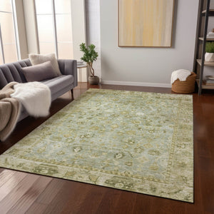 HomeRoots 5' X 8' Sage and Ivory Oriental Rug - Elegant, Washable, Durable for Indoor/Outdoor Spaces, Pet-Friendly 620522