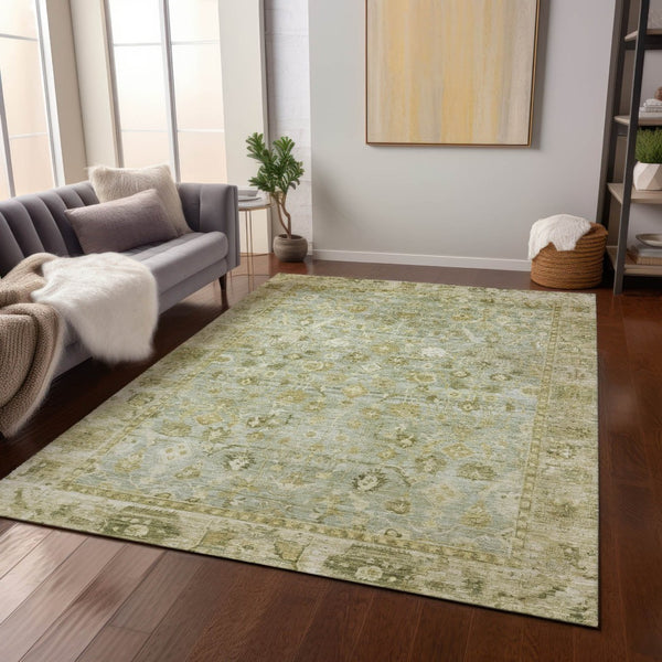 HomeRoots 5' X 8' Sage and Ivory Oriental Rug - Elegant, Washable, Durable for Indoor/Outdoor Spaces, Pet-Friendly 620522