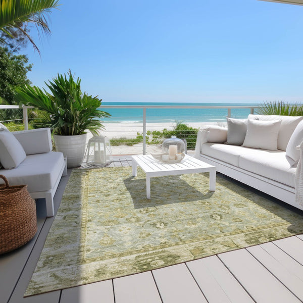 HomeRoots 5' X 8' Sage and Ivory Oriental Rug - Elegant, Washable, Durable for Indoor/Outdoor Spaces, Pet-Friendly 620522