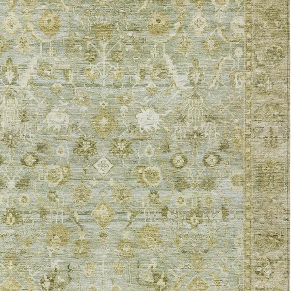 HomeRoots 8' X 10' Sage and Ivory Oriental Area Rug - Durable, Washable, Stylish for Indoor & Outdoor Spaces 620524