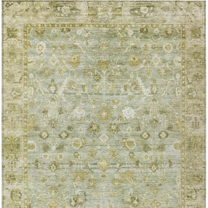 HomeRoots 9' X 12' Sage and Ivory Oriental Area Rug - Stylish, Washable, Durable for Indoor & Outdoor Use! 620525