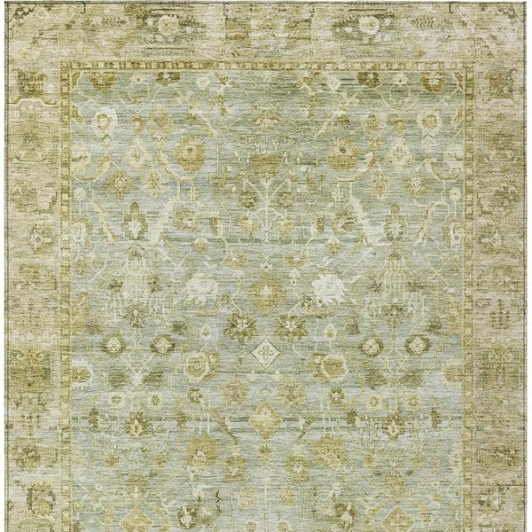 HomeRoots 9' X 12' Sage and Ivory Oriental Area Rug - Stylish, Washable, Durable for Indoor & Outdoor Use! 620525