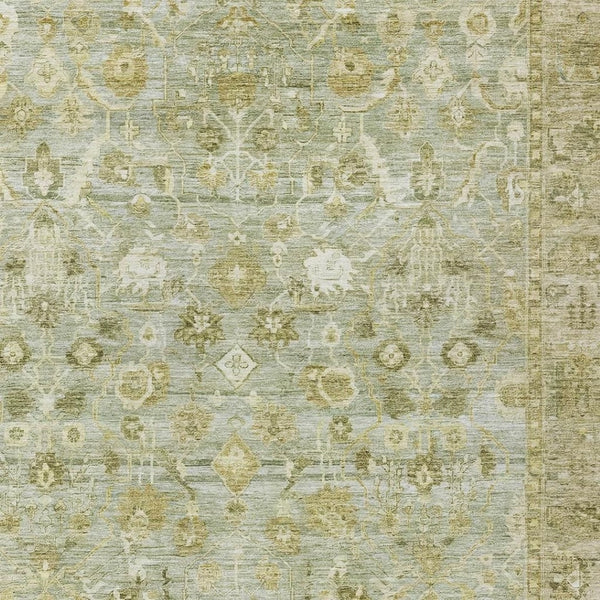 HomeRoots 9' X 12' Sage and Ivory Oriental Area Rug - Stylish, Washable, Durable for Indoor & Outdoor Use! 620525